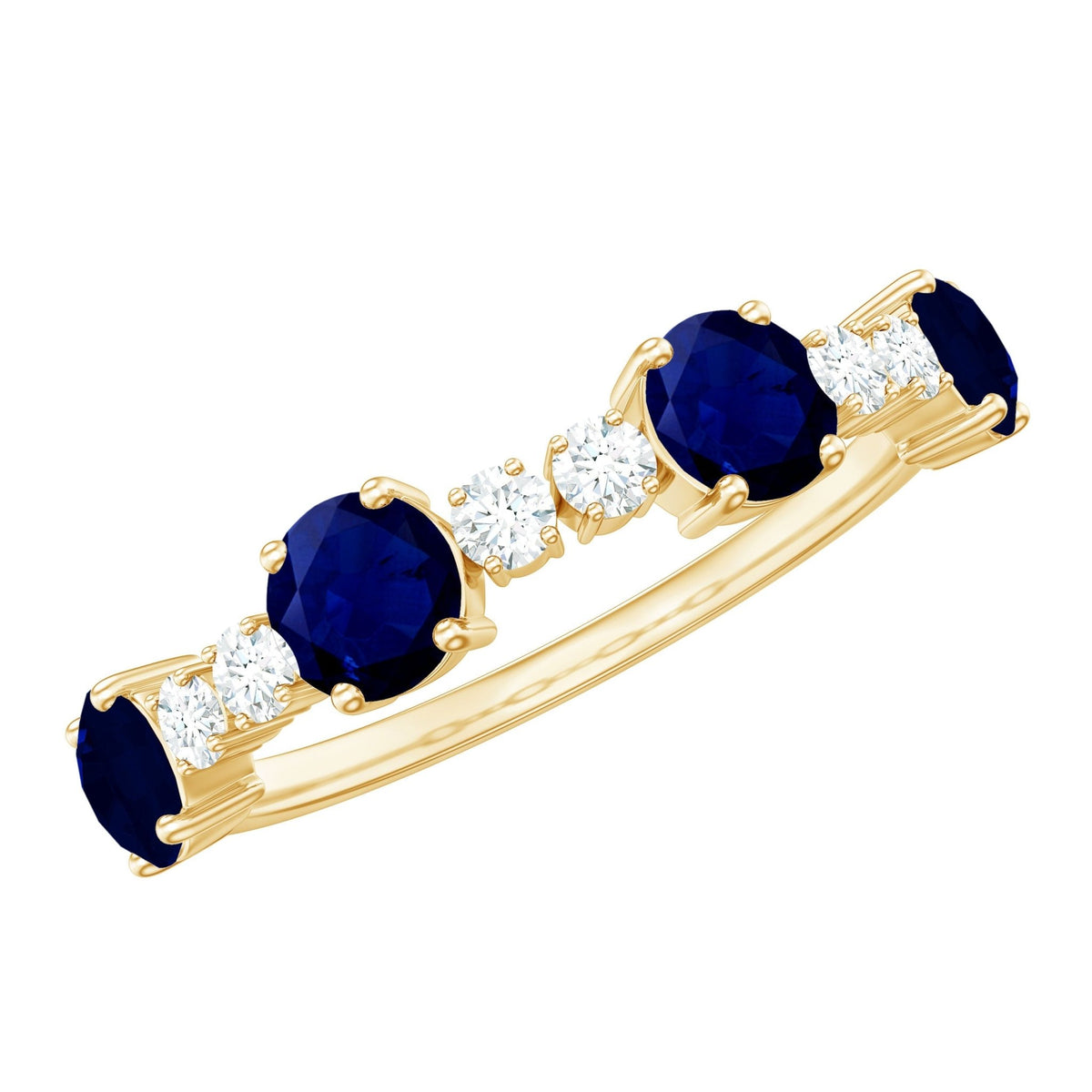Blue Sapphire Eternity Ring, Half Eternity Diamond Wedding Band