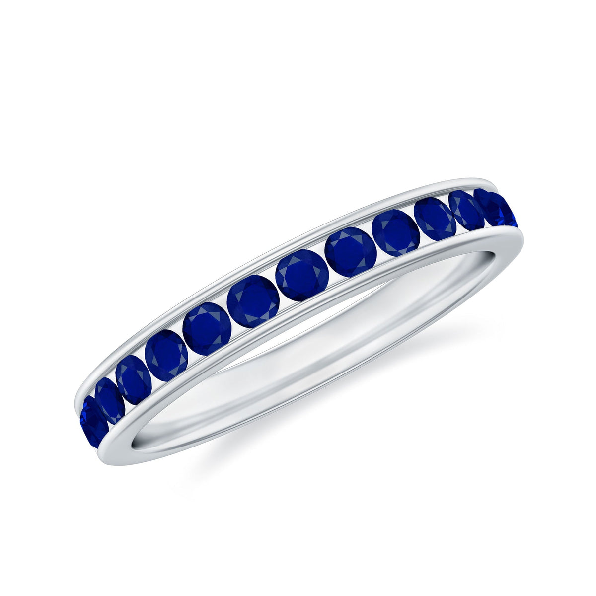 Blue Sapphire Eternity Ring Half Eternity Stackable Band