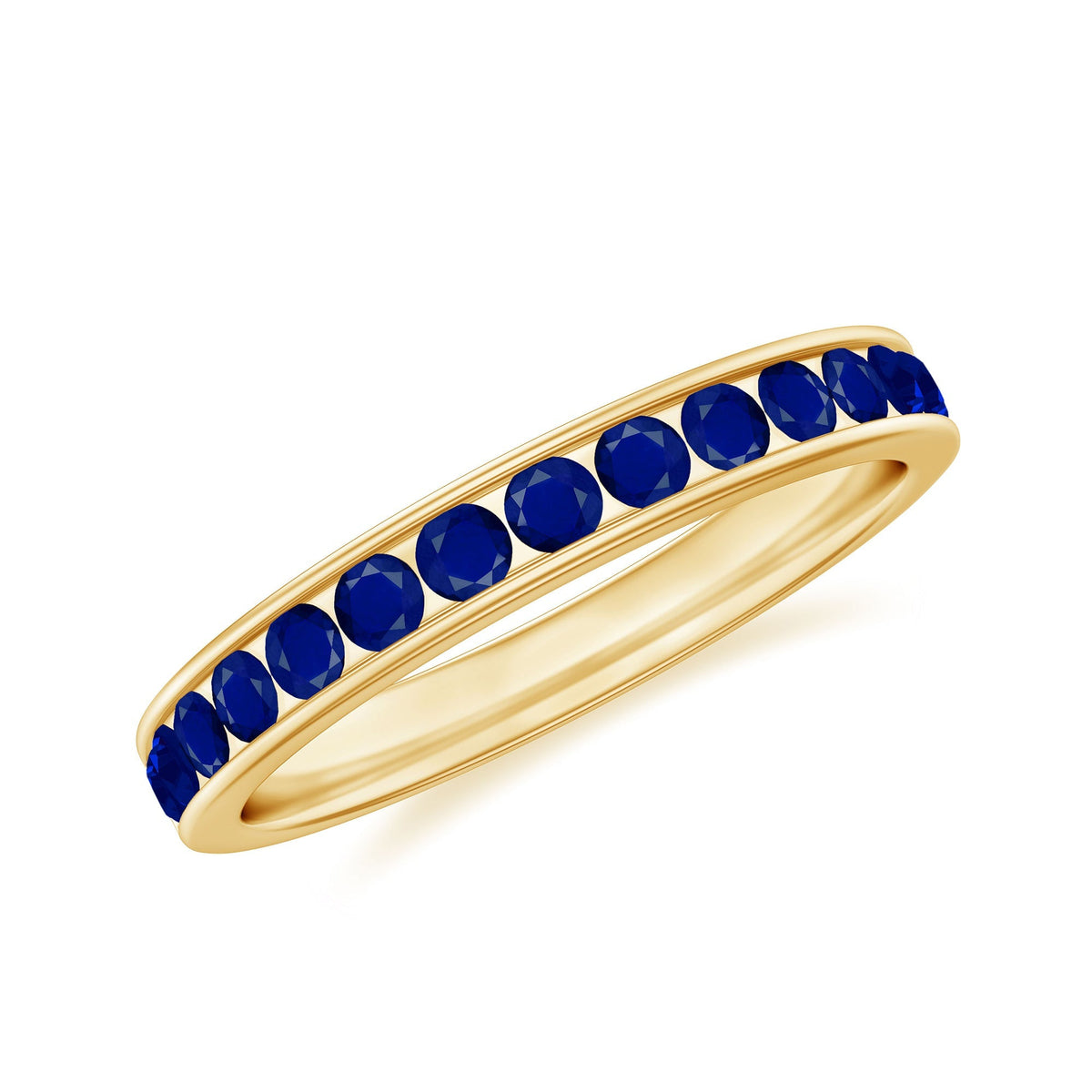 Blue Sapphire Eternity Ring Half Eternity Stackable Band