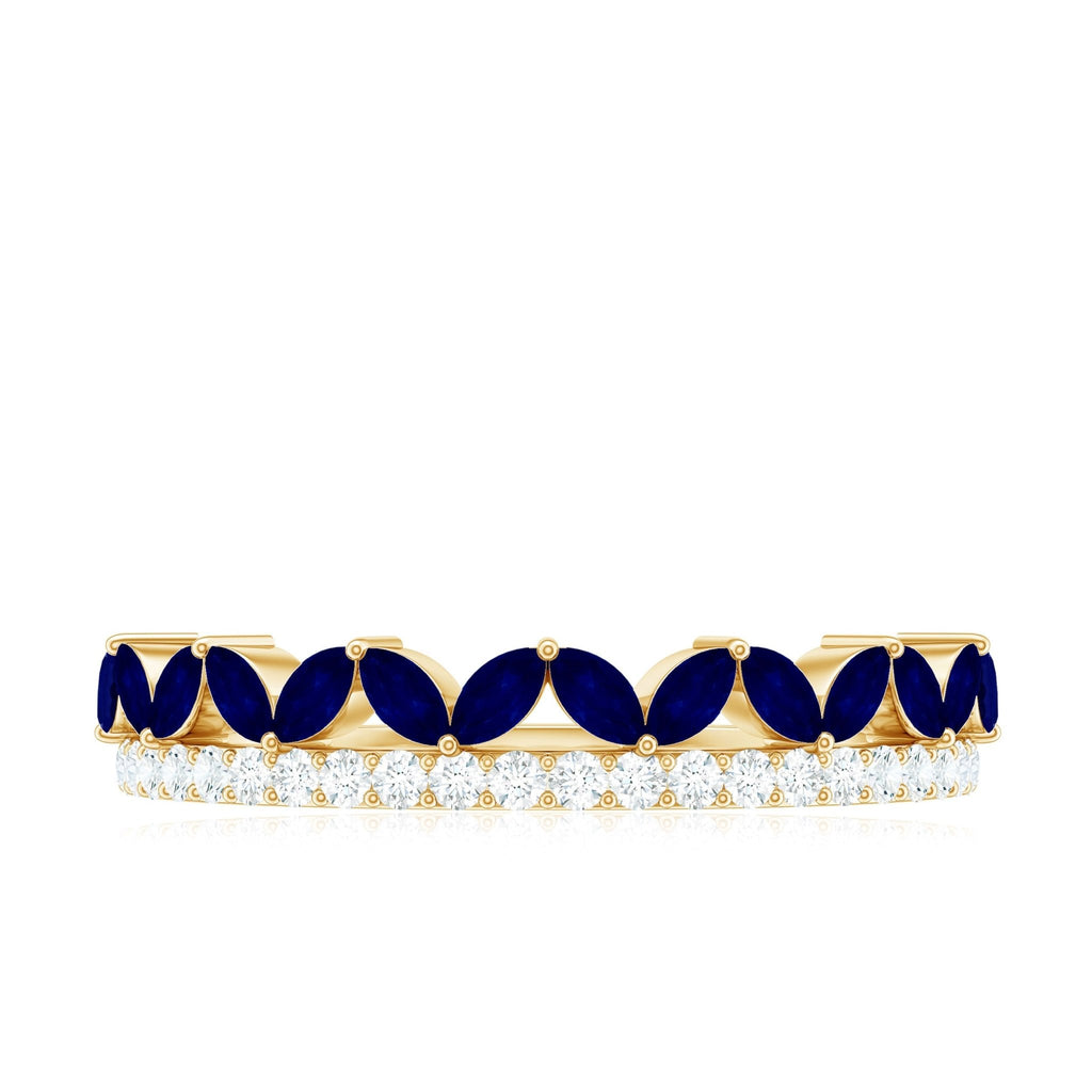 Blue Sapphire Eternity Ring Marquise Half Eternity Diamond Ring