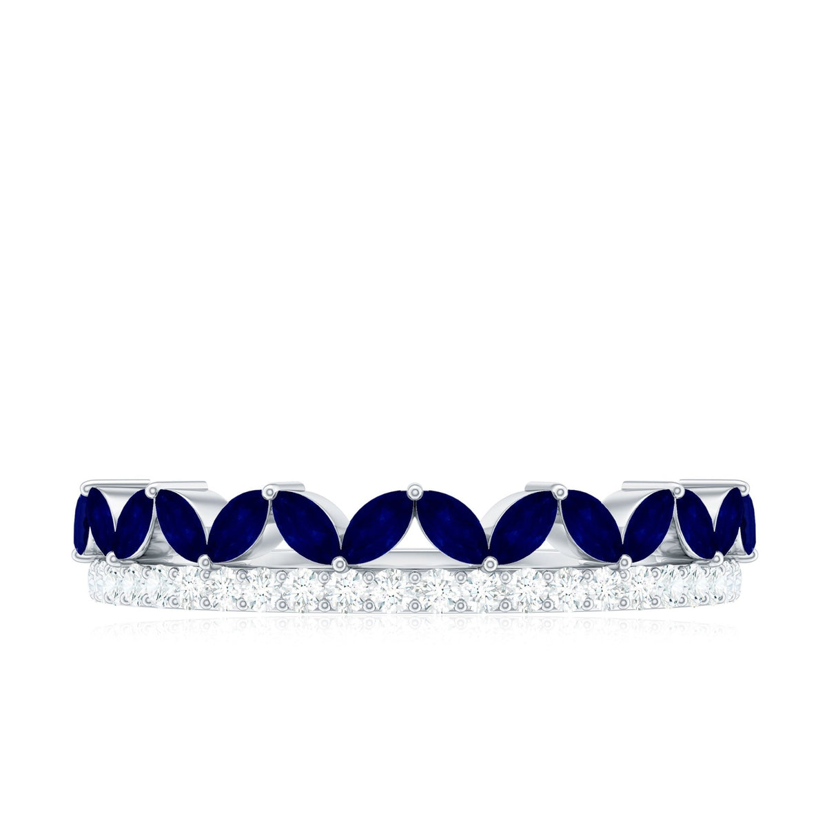 Blue Sapphire Eternity Ring Marquise Half Eternity Diamond Ring