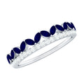 Blue Sapphire Eternity Ring Marquise Half Eternity Diamond Ring