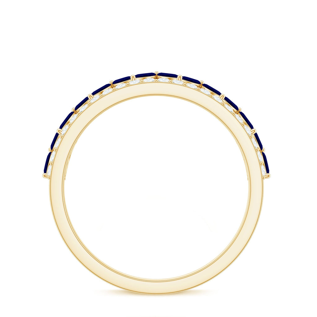Blue Sapphire Eternity Ring Marquise Half Eternity Diamond Ring
