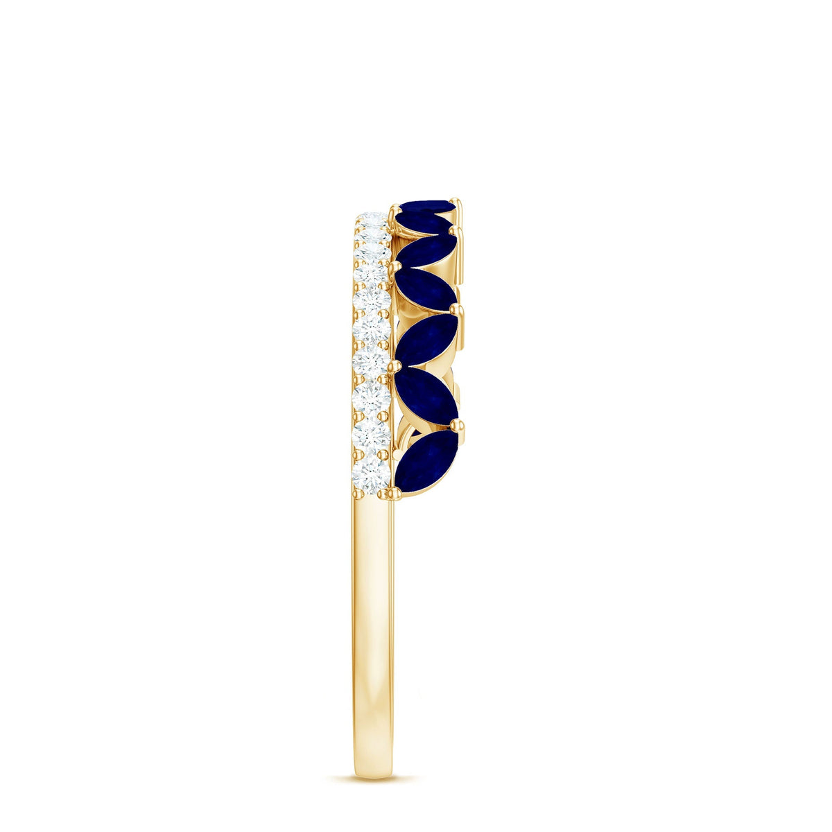 Blue Sapphire Eternity Ring Marquise Half Eternity Diamond Ring