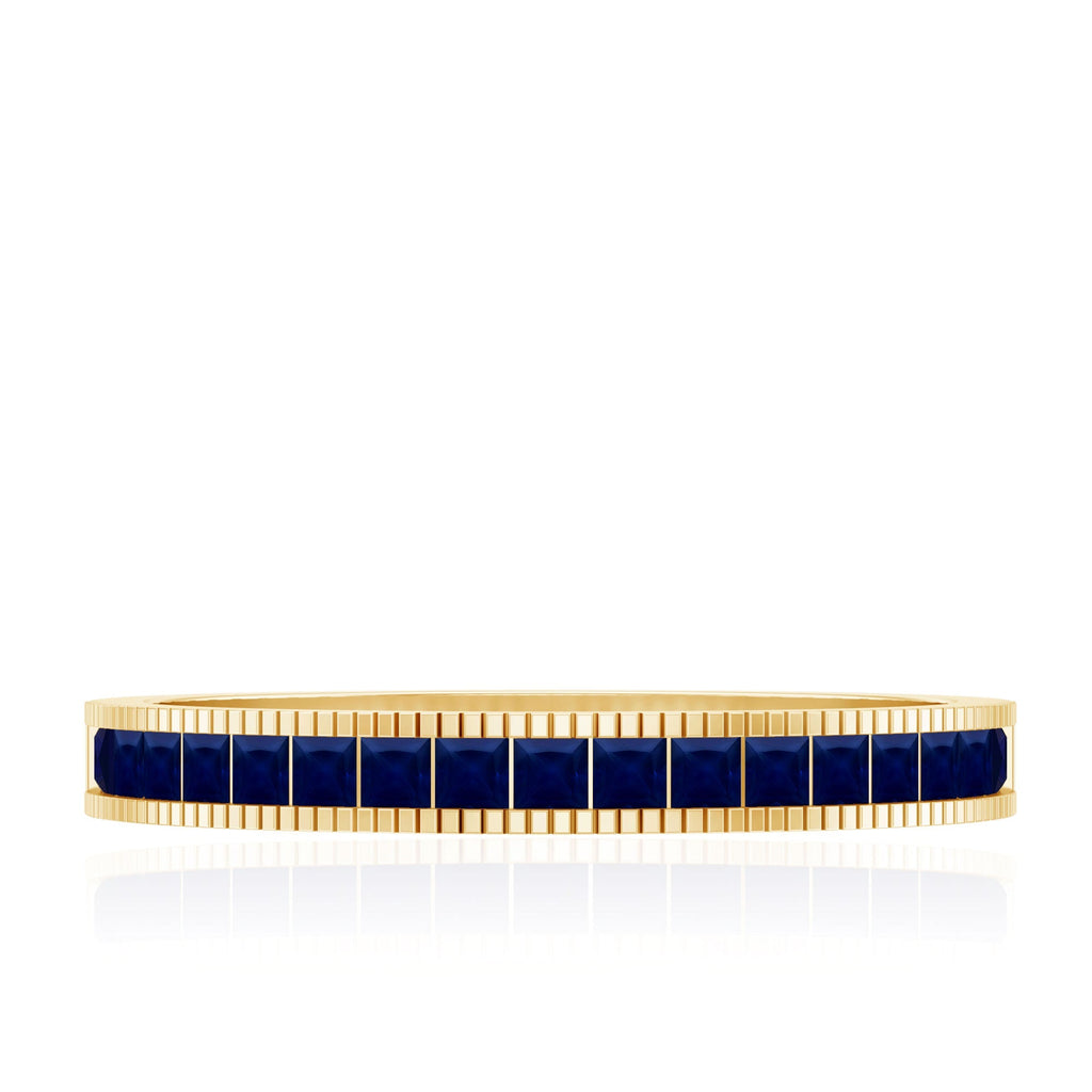 Blue Sapphire Eternity Ring, Princess Cut Channel Set Band