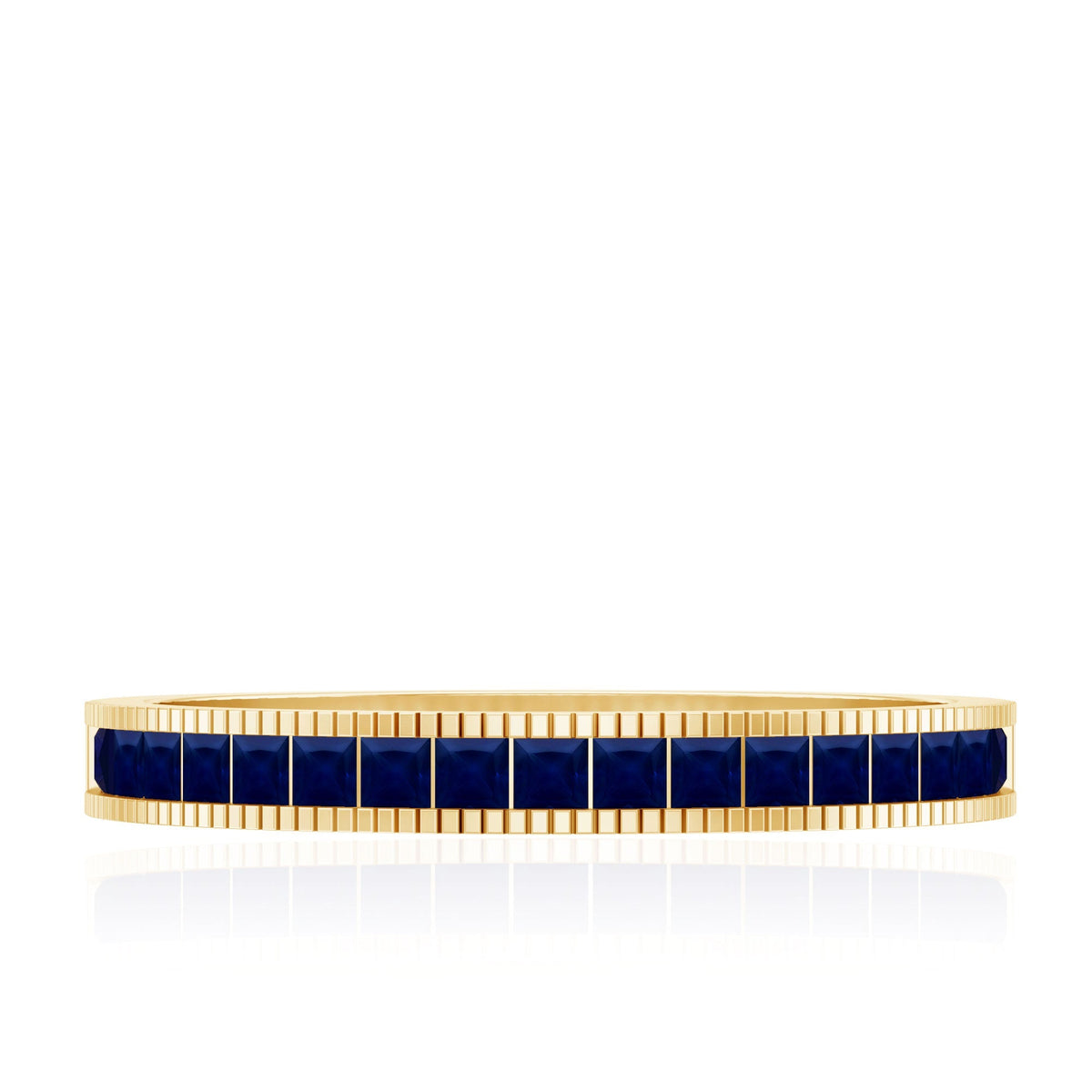 Blue Sapphire Eternity Ring, Princess Cut Channel Set Band