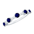 Blue Sapphire Eternity Ring, Round Diamond Half Eternity Band