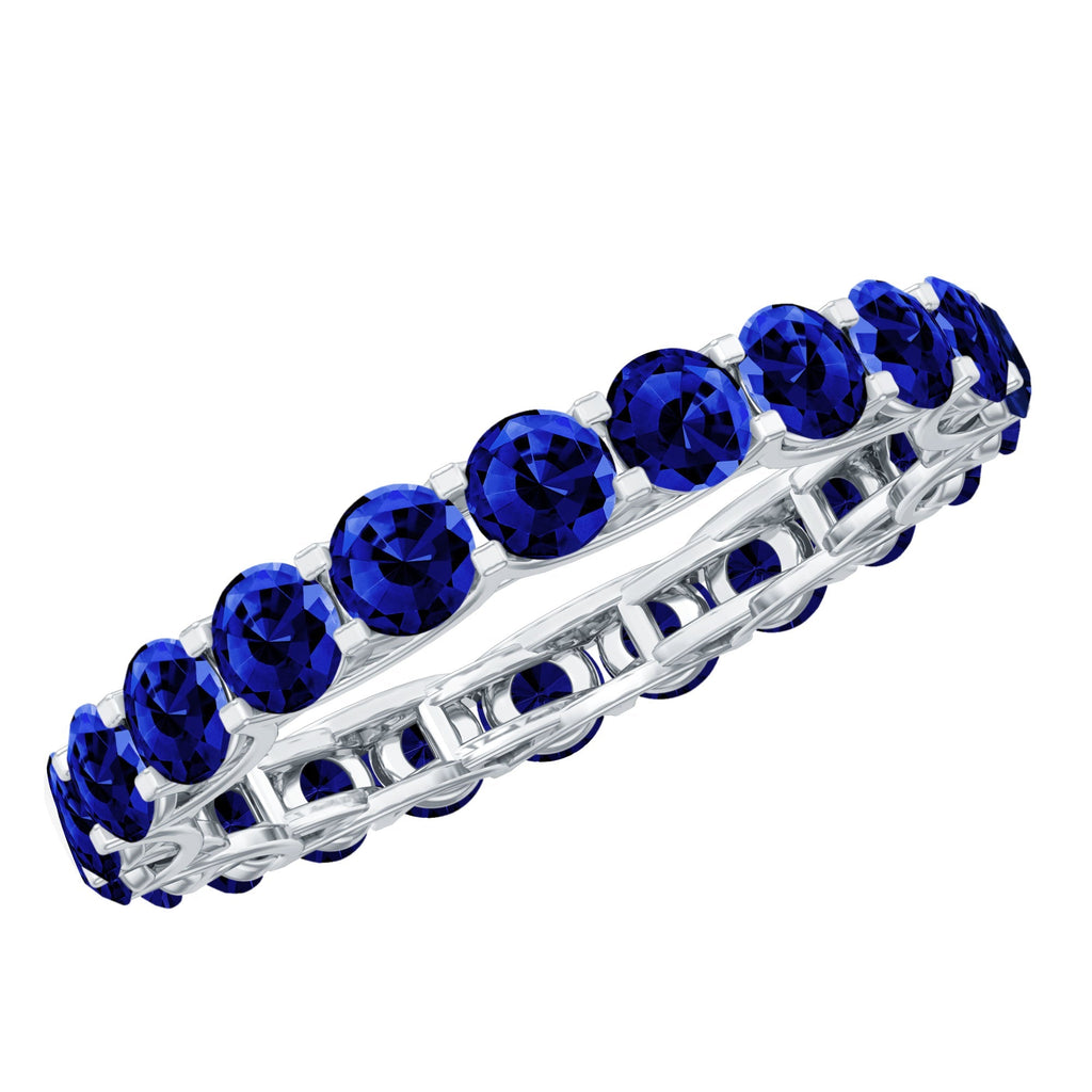 Blue Sapphire Eternity Ring, Round Lab Grown Full Eternity Band