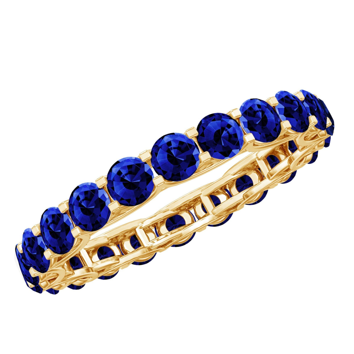 Blue Sapphire Eternity Ring, Round Lab Grown Full Eternity Band