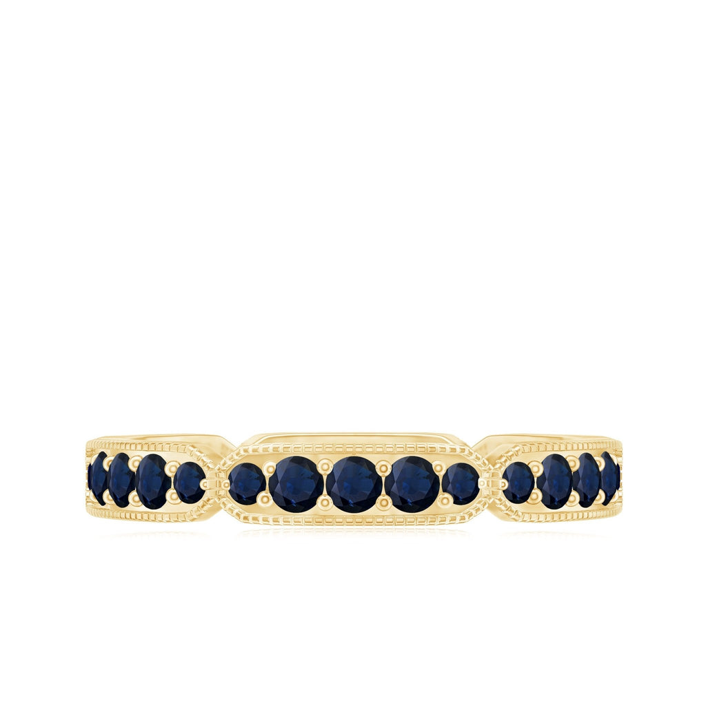Blue Sapphire Eternity Ring With Milgrain Detail Band For Women