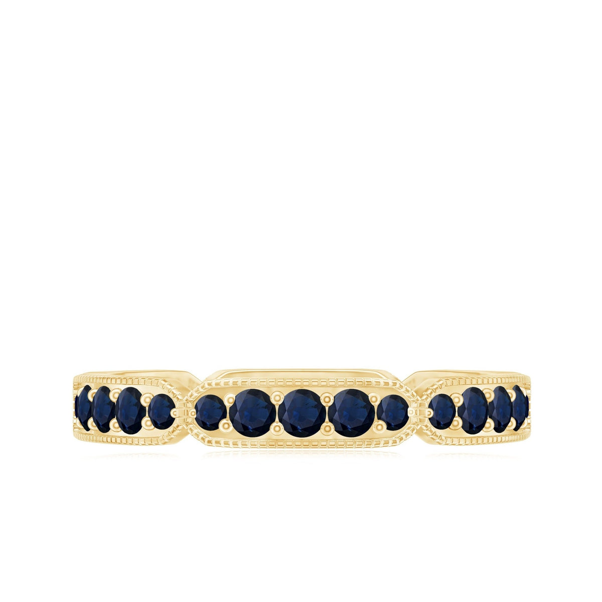 Blue Sapphire Eternity Ring With Milgrain Detail Band For Women