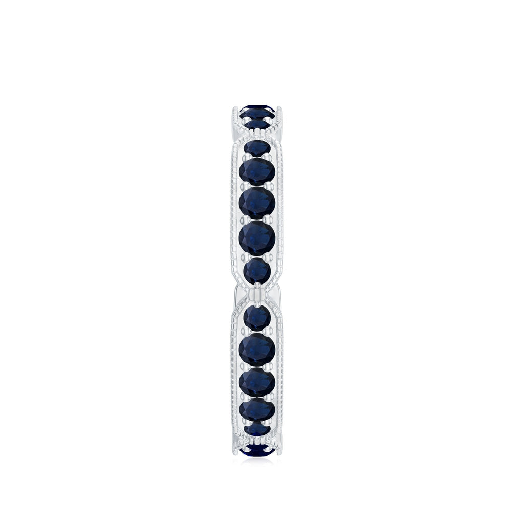 Blue Sapphire Eternity Ring With Milgrain Detail Band For Women
