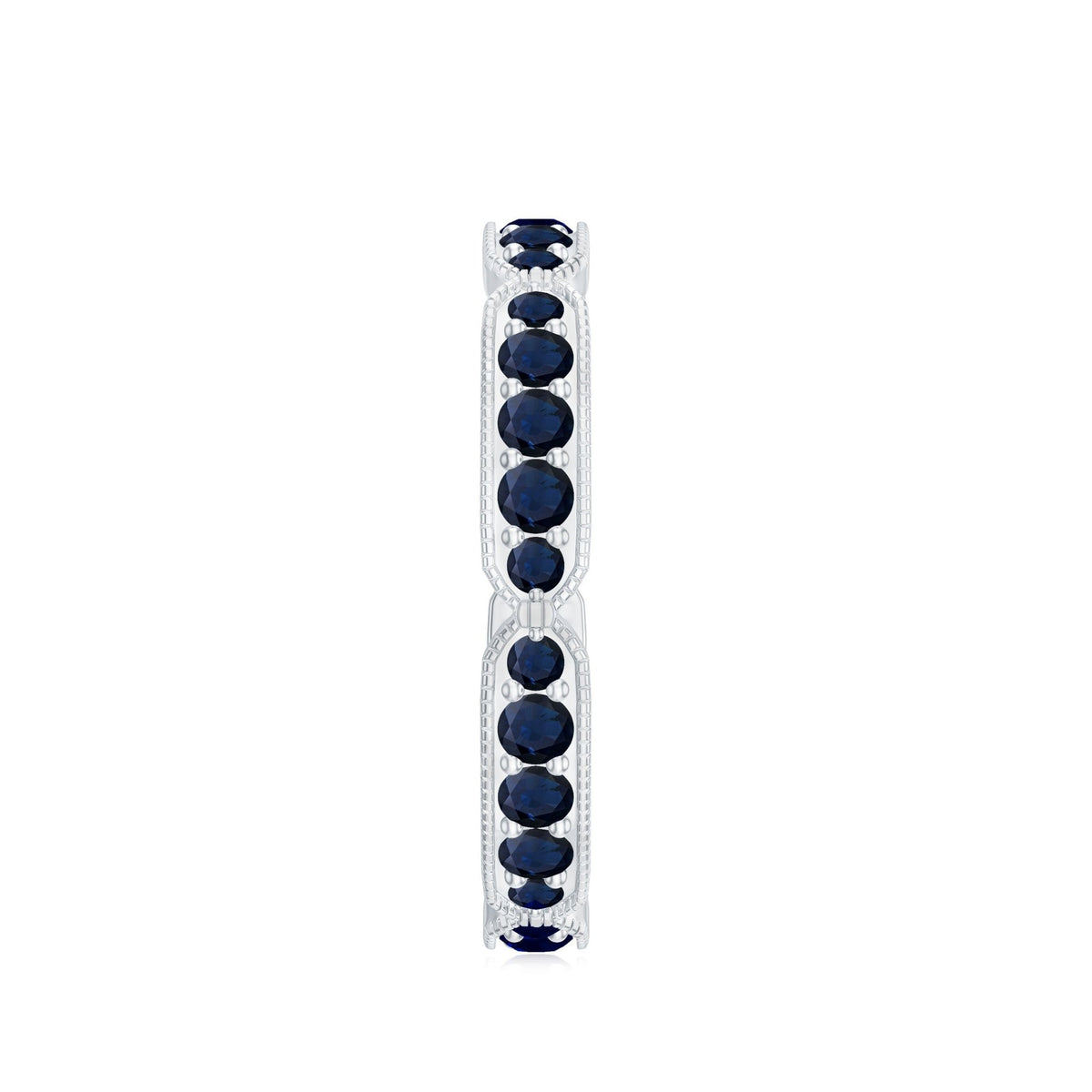Blue Sapphire Eternity Ring With Milgrain Detail Band For Women