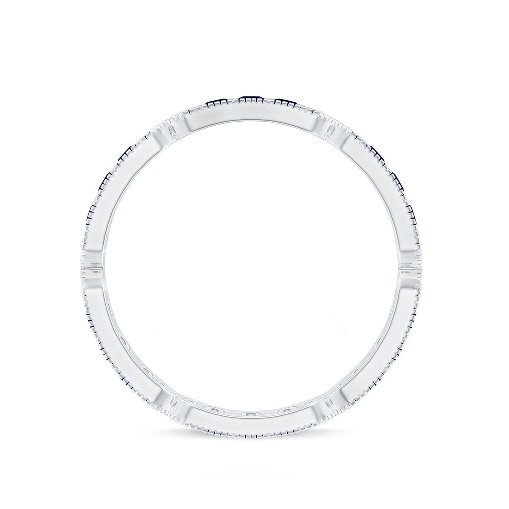 Blue Sapphire Eternity Ring With Milgrain Detail Band For Women