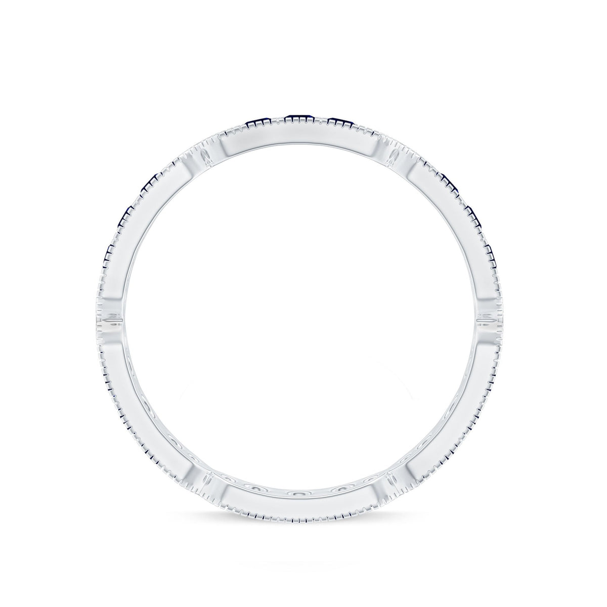 Blue Sapphire Eternity Ring With Milgrain Detail Band For Women