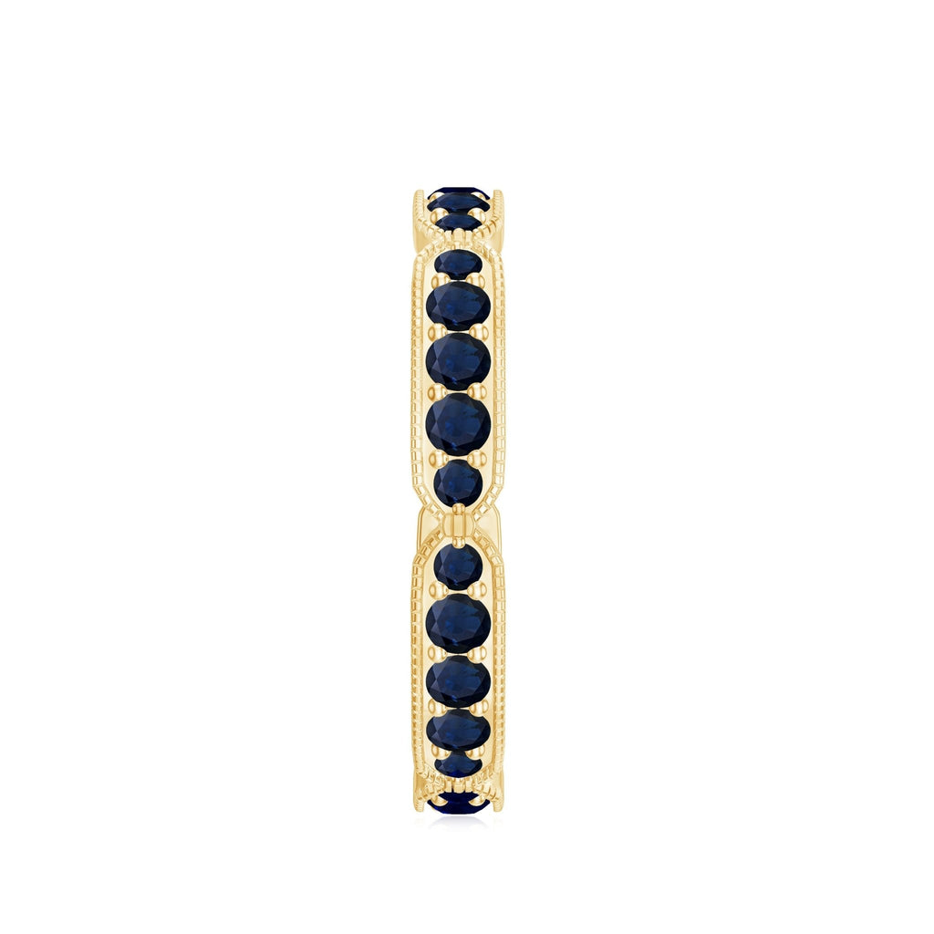 Blue Sapphire Eternity Ring With Milgrain Detail Band For Women