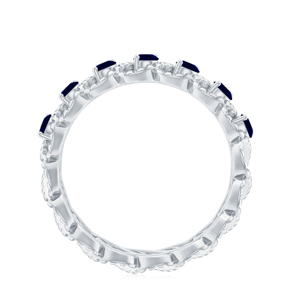 Blue Sapphire Infinity Band Twisted Half Eternity Ring For Women