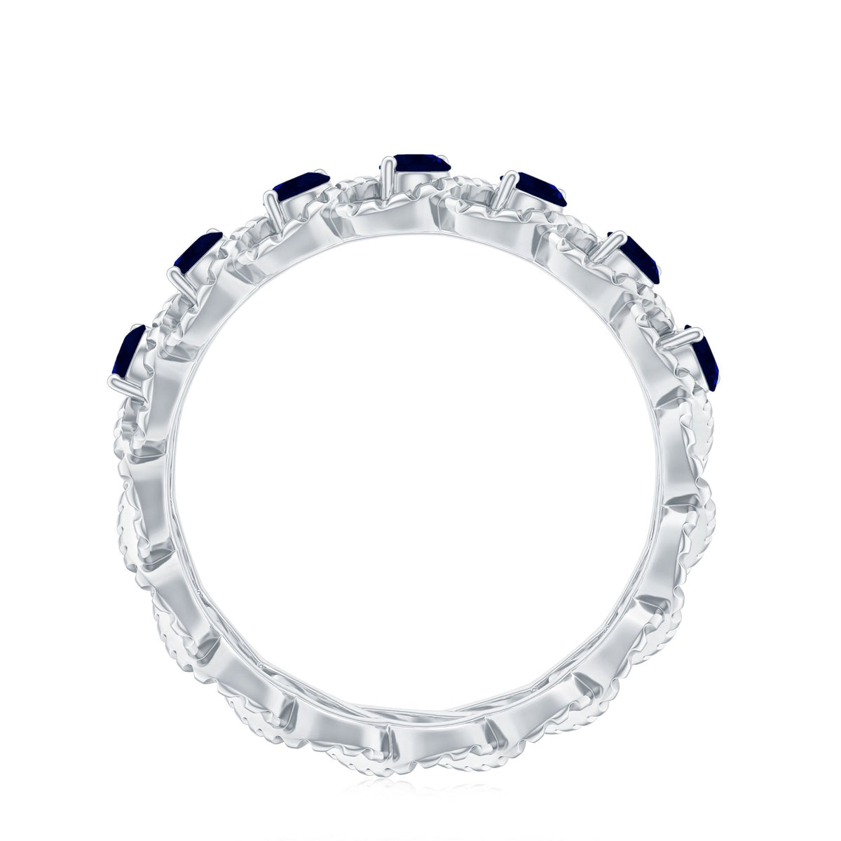 Blue Sapphire Infinity Band Twisted Half Eternity Ring For Women