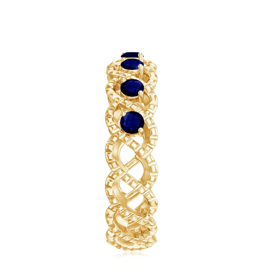 Blue Sapphire Infinity Band Twisted Half Eternity Ring For Women