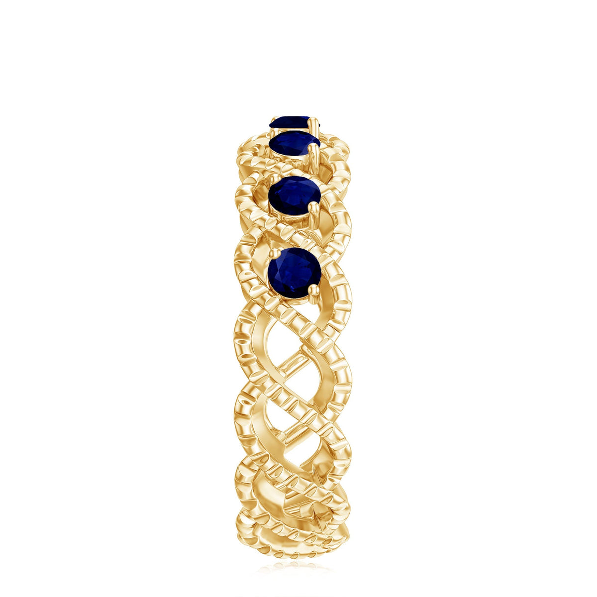 Blue Sapphire Infinity Band Twisted Half Eternity Ring For Women