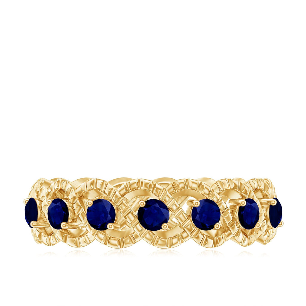 Blue Sapphire Infinity Band Twisted Half Eternity Ring For Women
