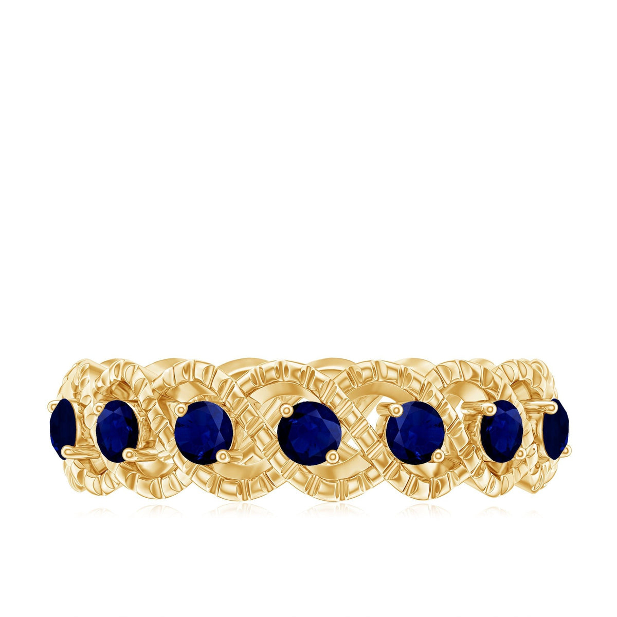 Blue Sapphire Infinity Band Twisted Half Eternity Ring For Women