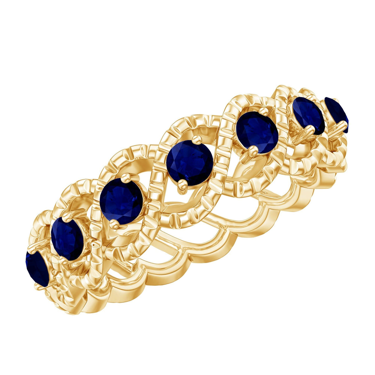 Blue Sapphire Infinity Band Twisted Half Eternity Ring For Women