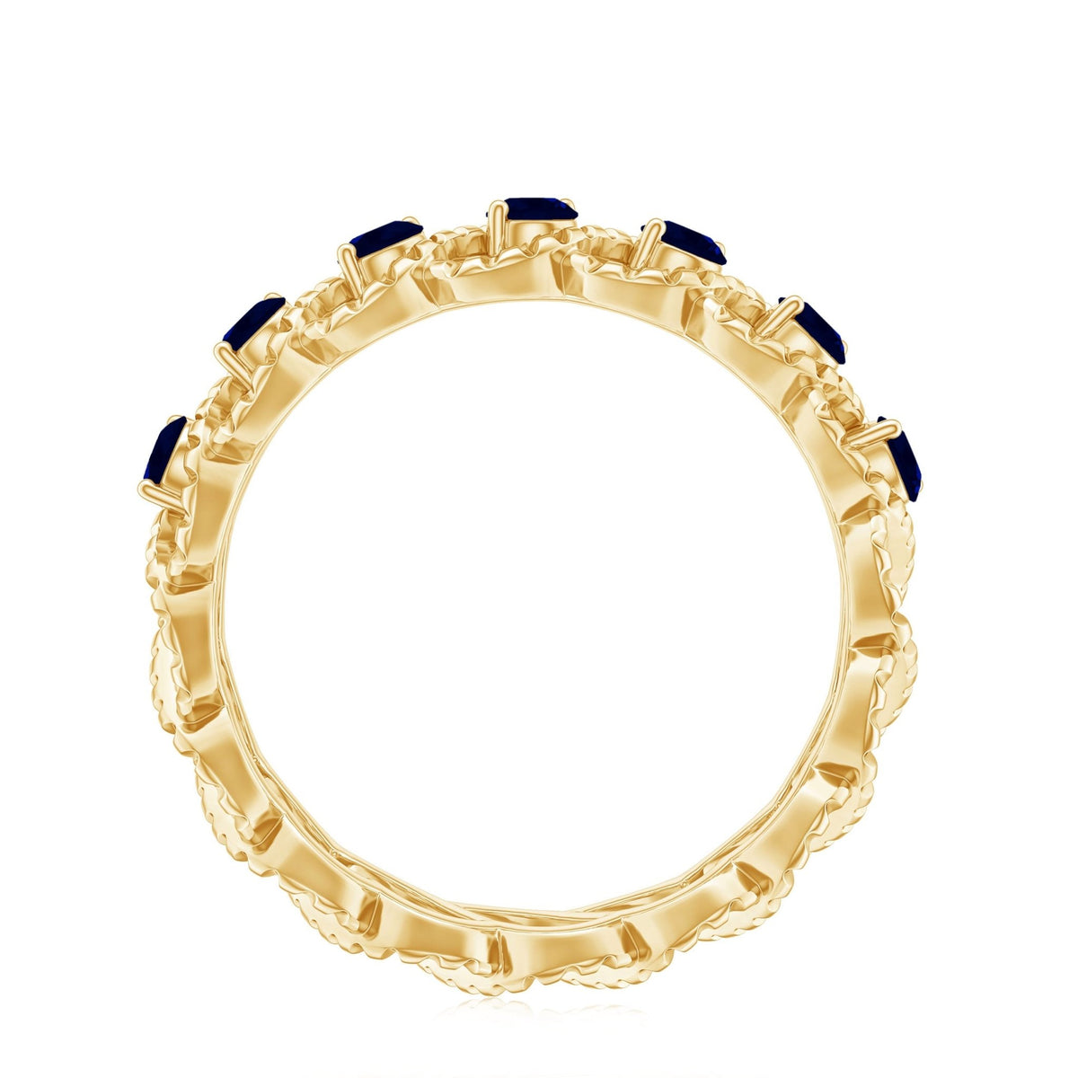 Blue Sapphire Infinity Band Twisted Half Eternity Ring For Women