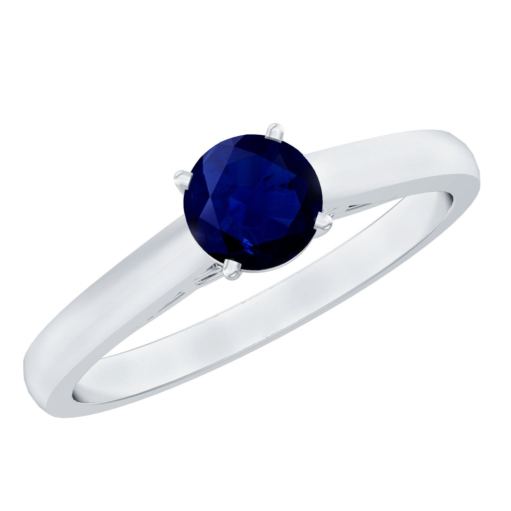 Blue Sapphire Promise Ring, 0.95 Carat Solitaire Ring For Women