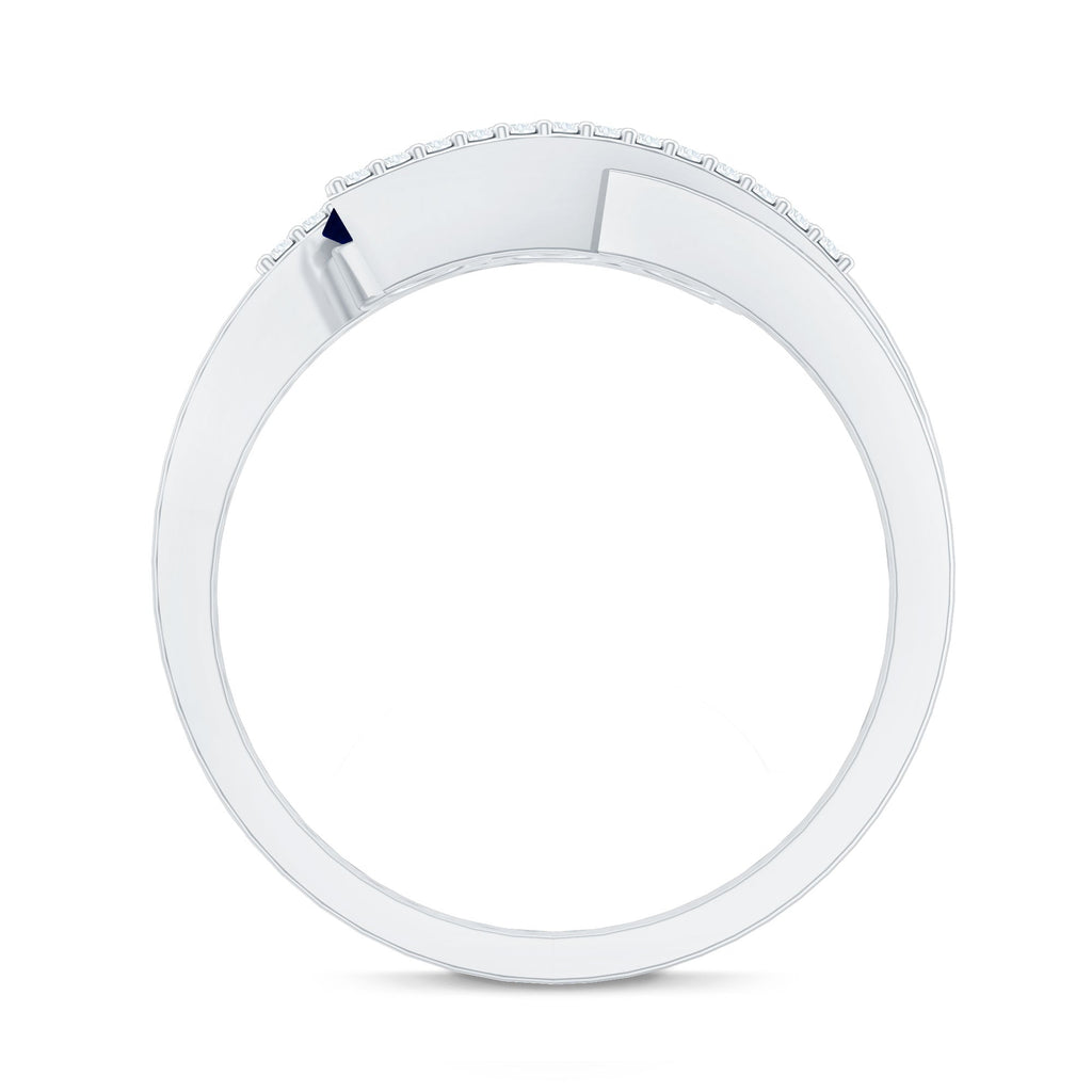 Blue Sapphire Promise Ring, 3 Stone Diamond Bypass Ring For Her