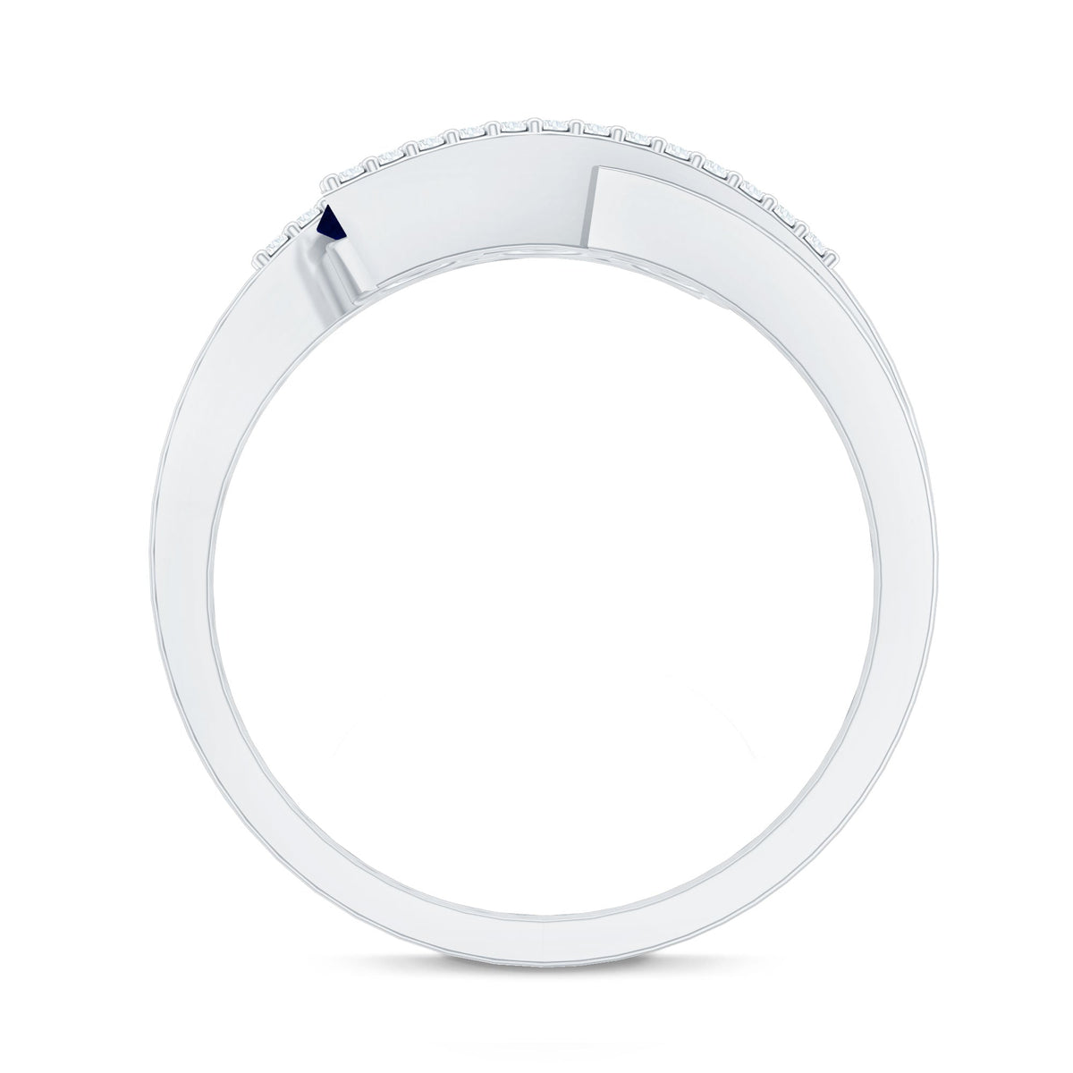Blue Sapphire Promise Ring, 3 Stone Diamond Bypass Ring For Her