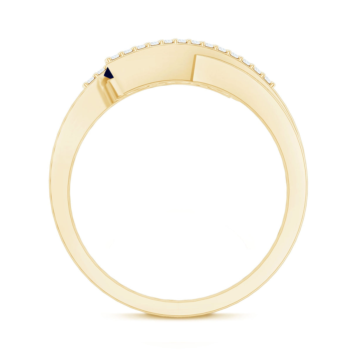 Blue Sapphire Promise Ring, 3 Stone Diamond Bypass Ring For Her