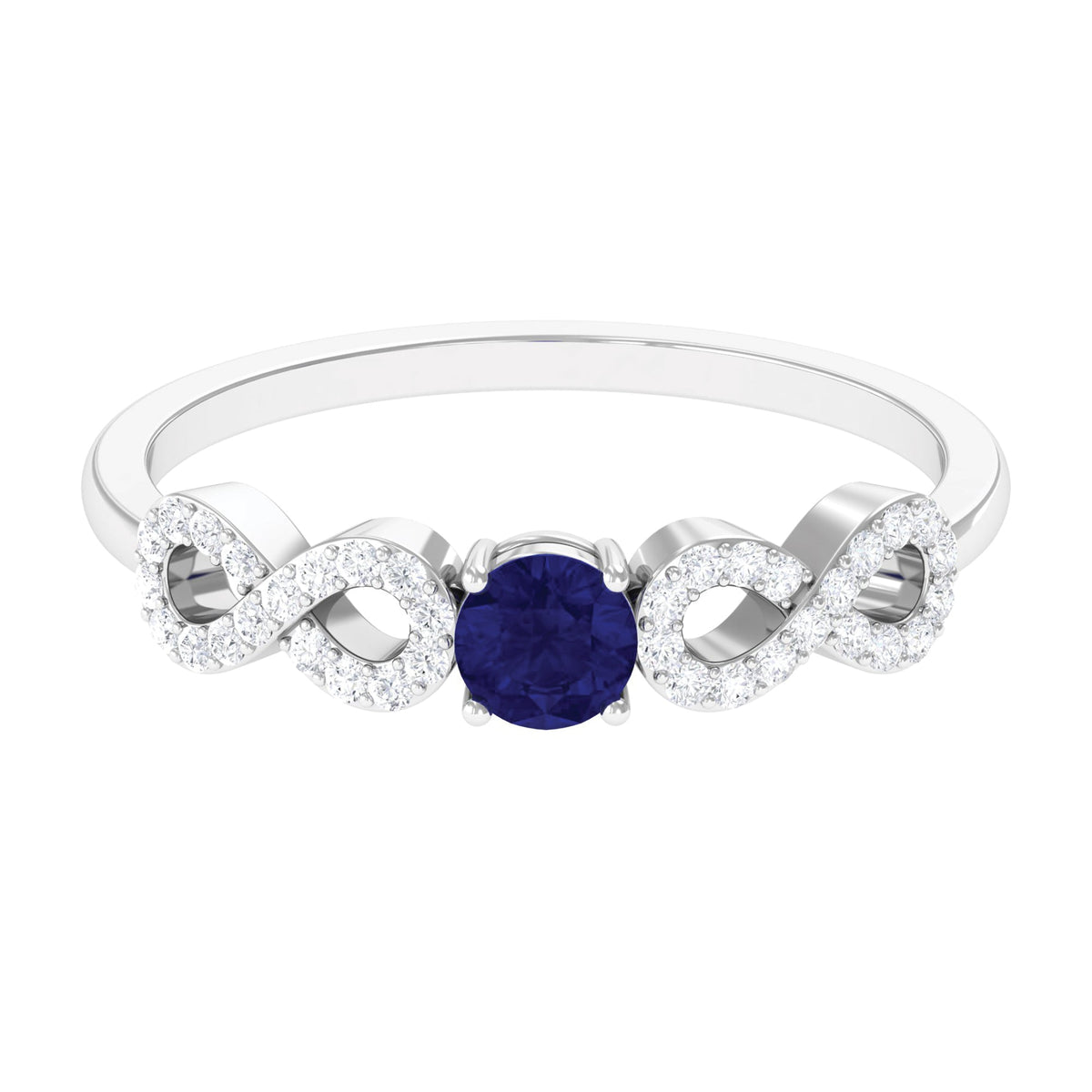 Blue Sapphire Promise Ring, Diamond Infinity Birthstone Ring