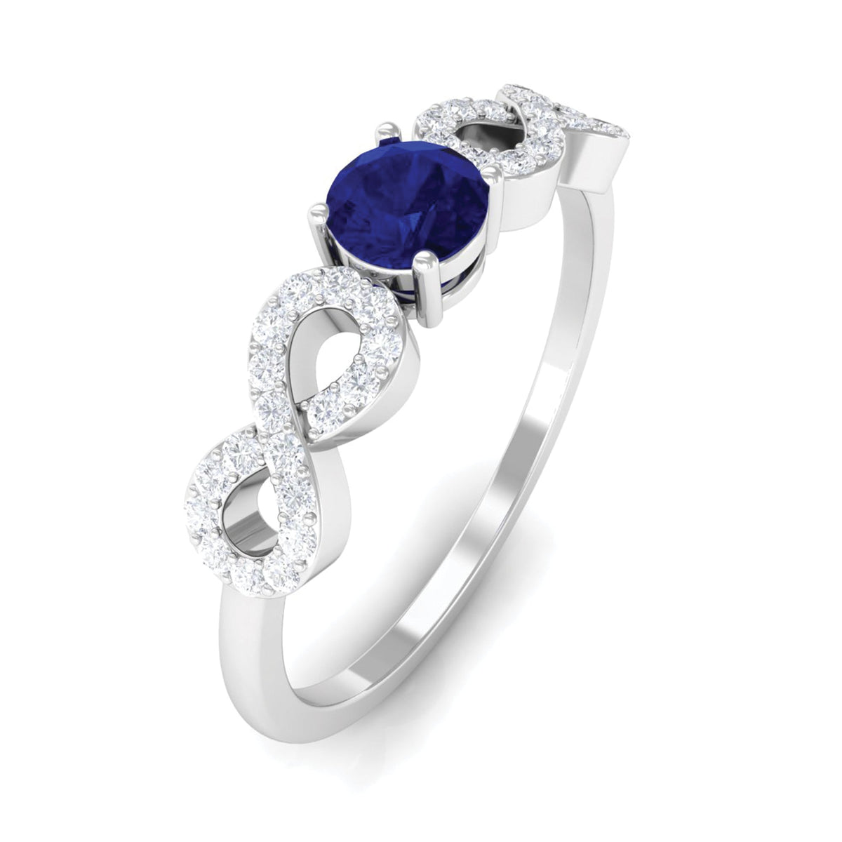 Blue Sapphire Promise Ring, Diamond Infinity Birthstone Ring