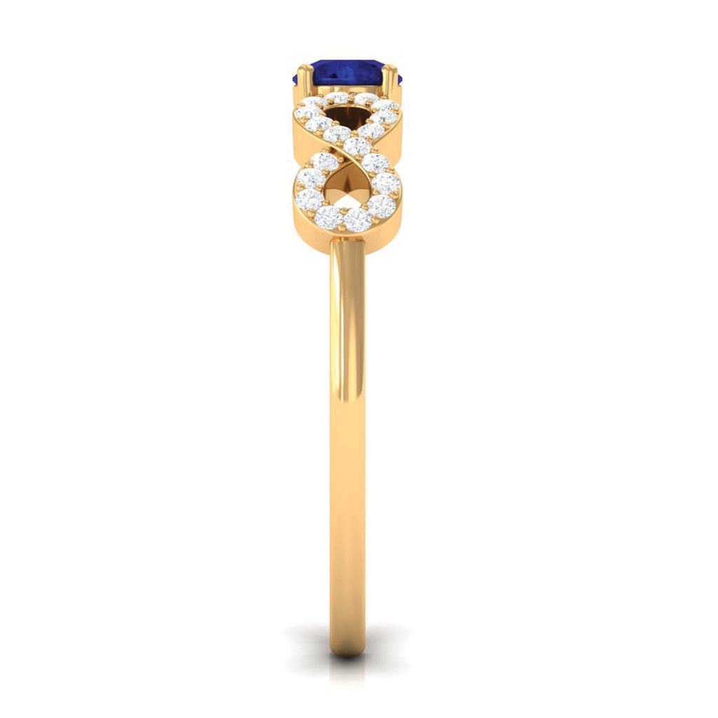 Blue Sapphire Promise Ring, Diamond Infinity Birthstone Ring