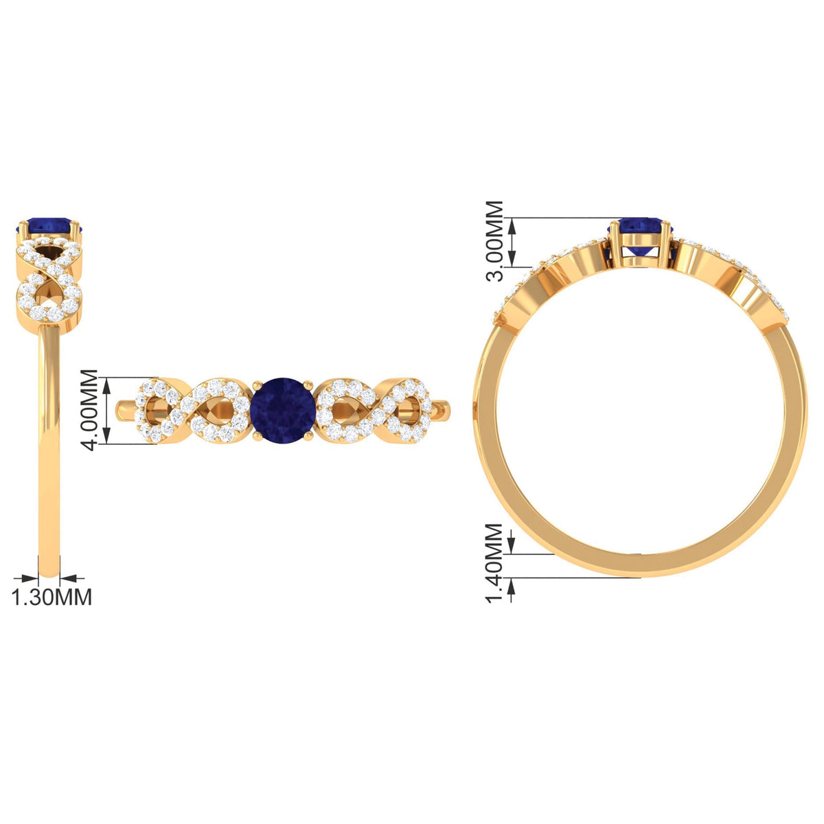 Blue Sapphire Promise Ring, Diamond Infinity Birthstone Ring