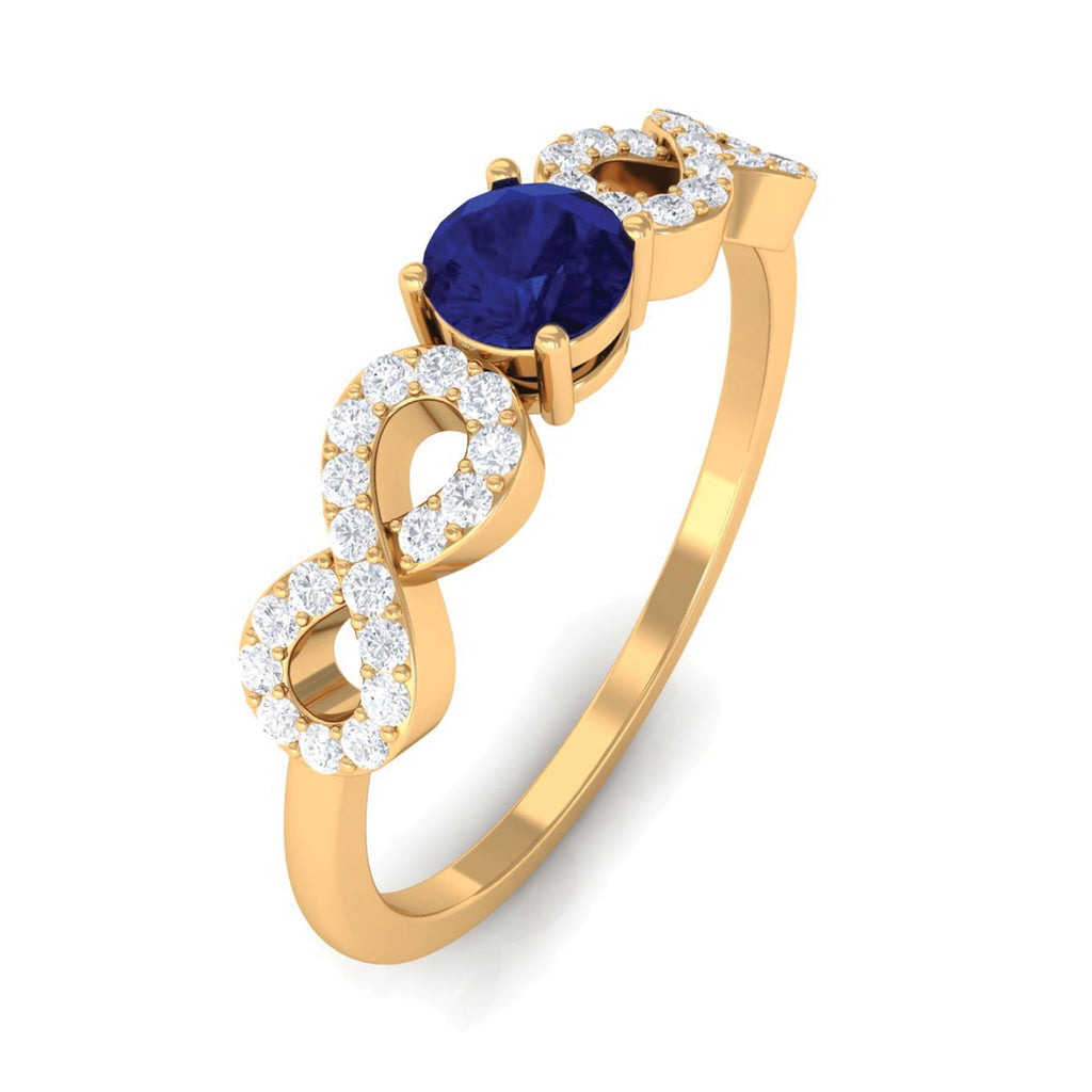 Blue Sapphire Promise Ring, Diamond Infinity Birthstone Ring