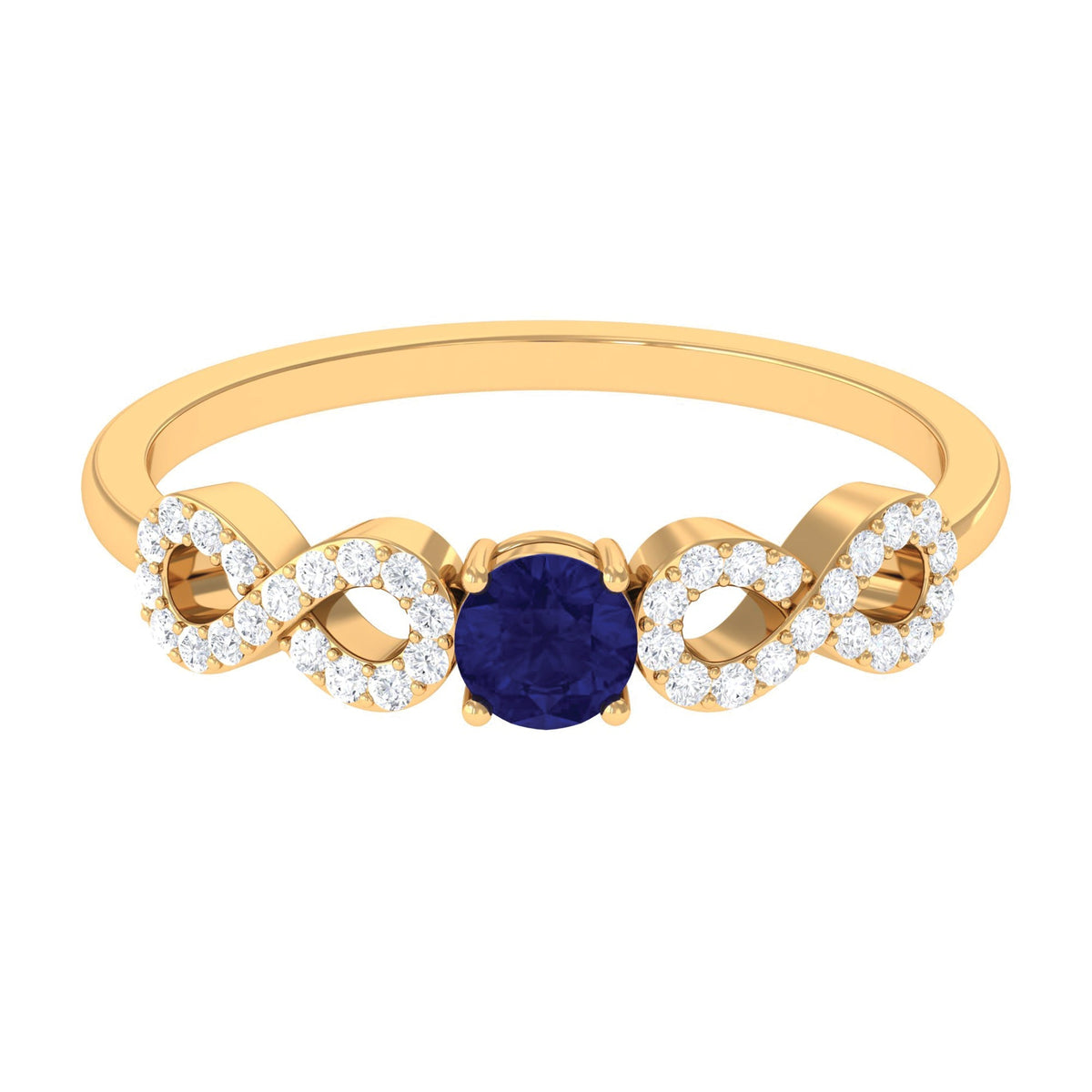 Blue Sapphire Promise Ring, Diamond Infinity Birthstone Ring