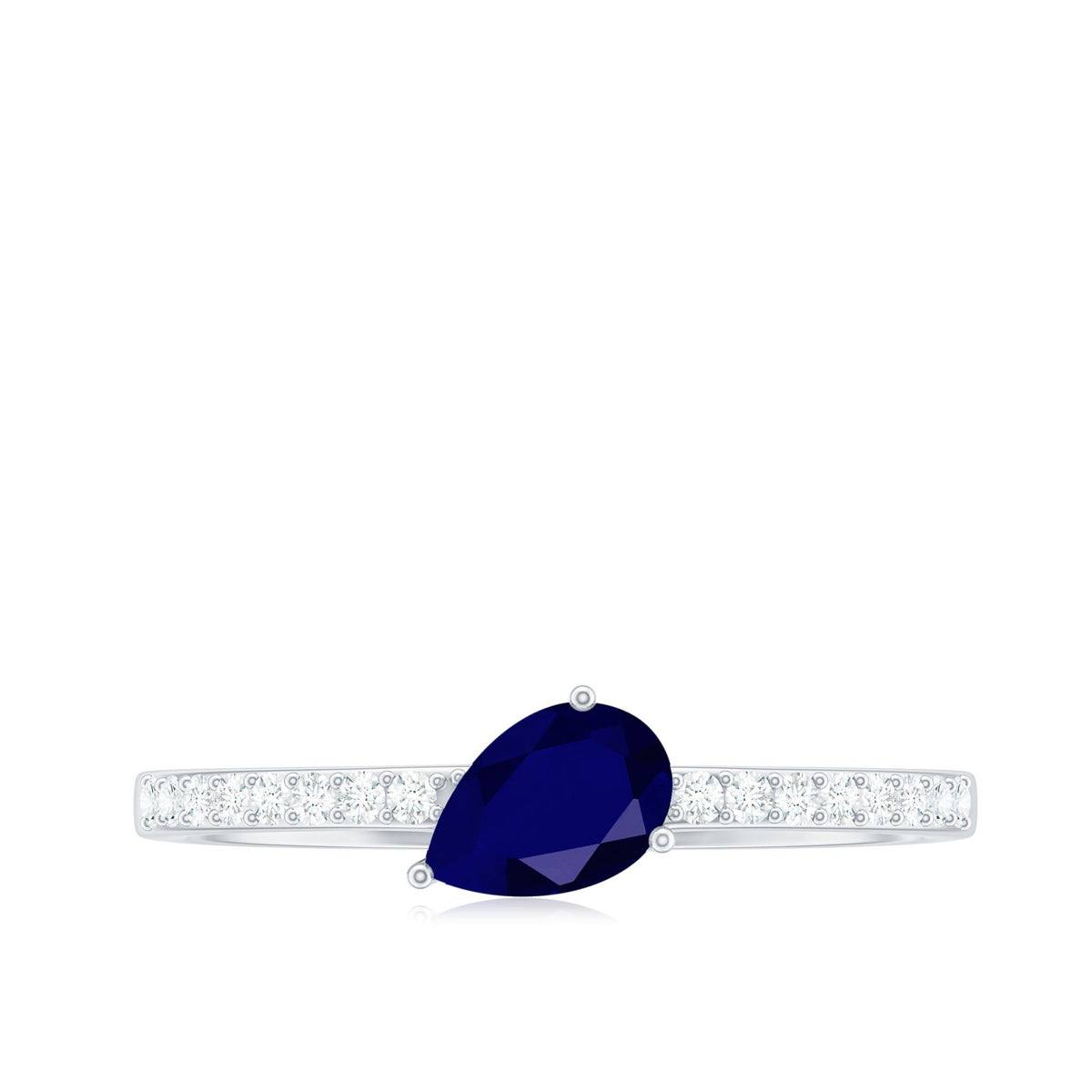 Blue Sapphire Promise Ring, Natural 0.5 Carat Diamond Band Ring