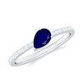 Blue Sapphire Promise Ring, Natural 0.5 Carat Diamond Band Ring