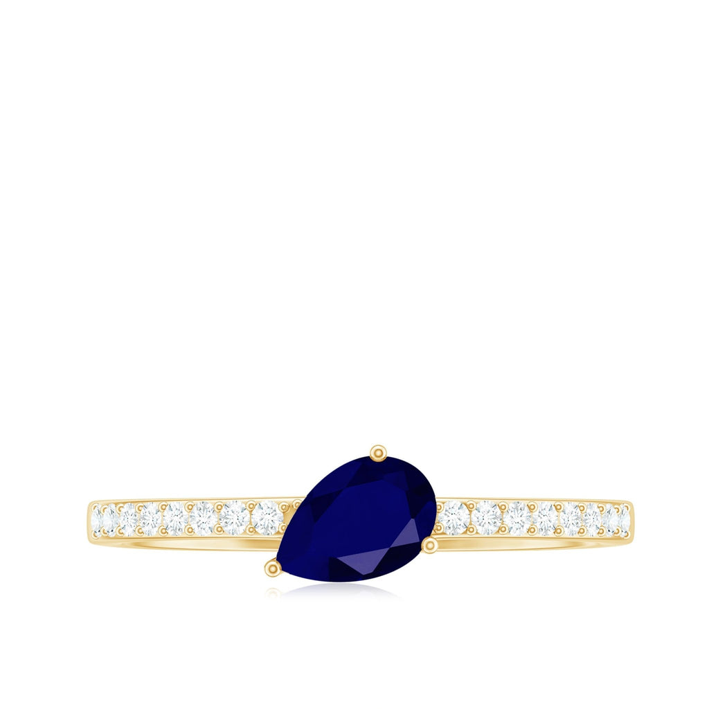 Blue Sapphire Promise Ring, Natural 0.5 Carat Diamond Band Ring