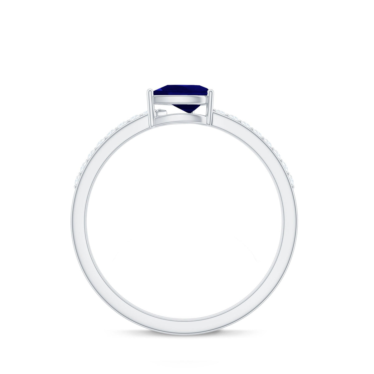 Blue Sapphire Promise Ring, Natural 0.5 Carat Diamond Band Ring