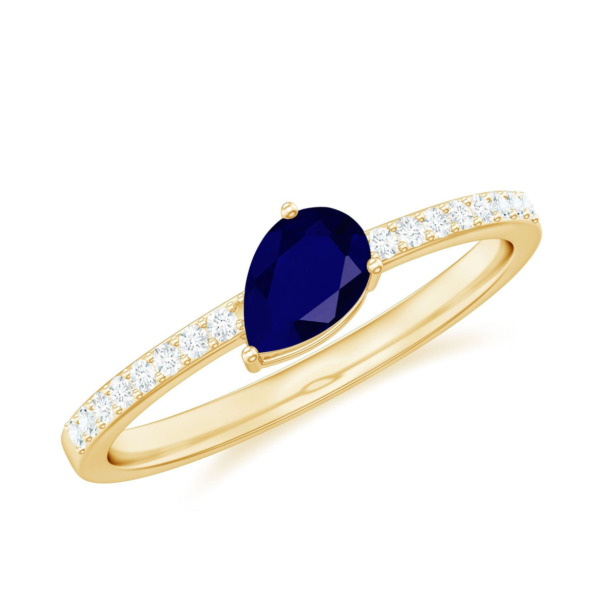 Blue Sapphire Promise Ring, Natural 0.5 Carat Diamond Band Ring