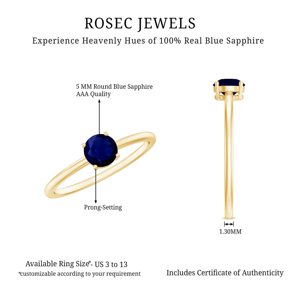 Blue Sapphire Promise Ring, Natural 0.95 Carat 4-Prong Ring