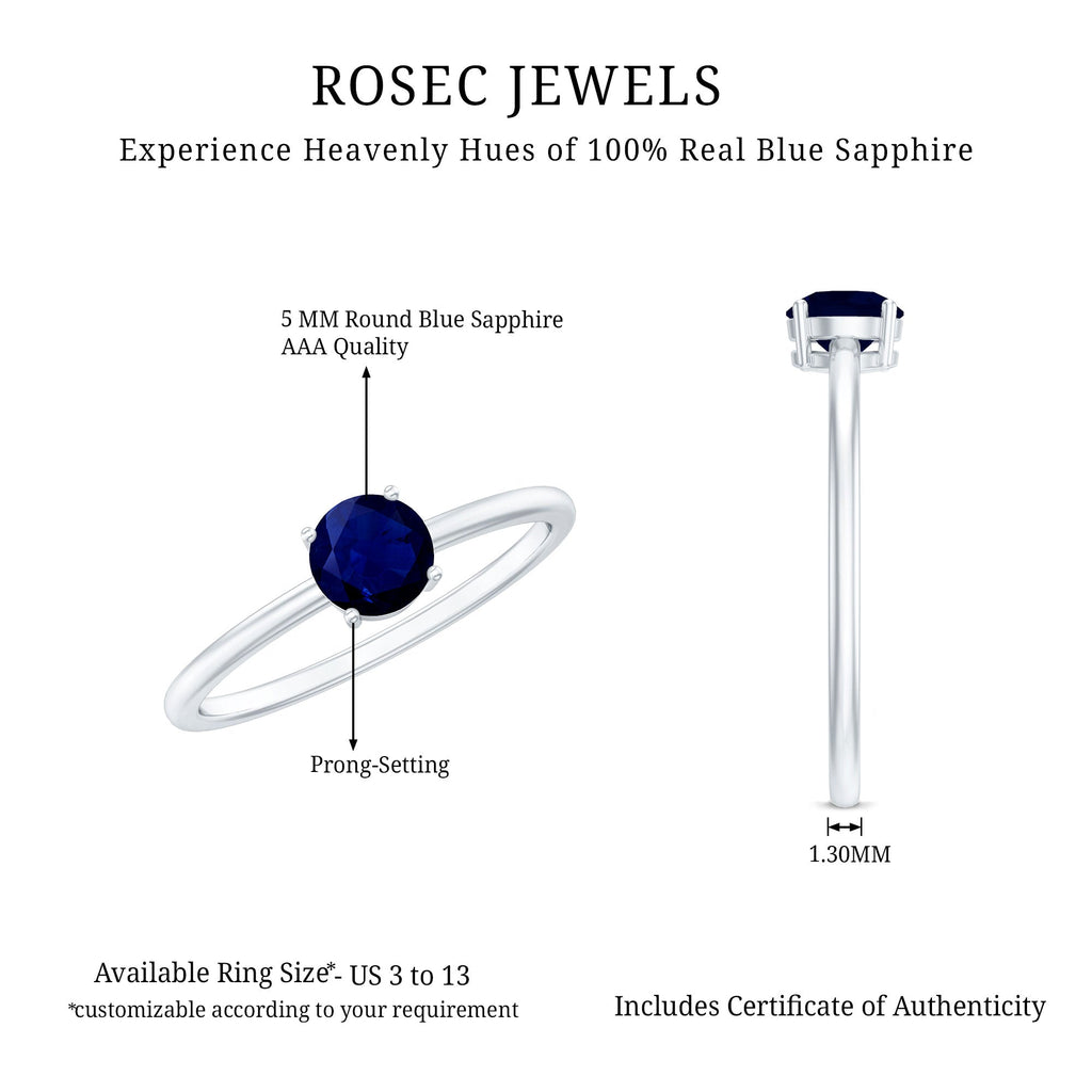 Blue Sapphire Promise Ring, Natural 0.95 Carat 4-Prong Ring