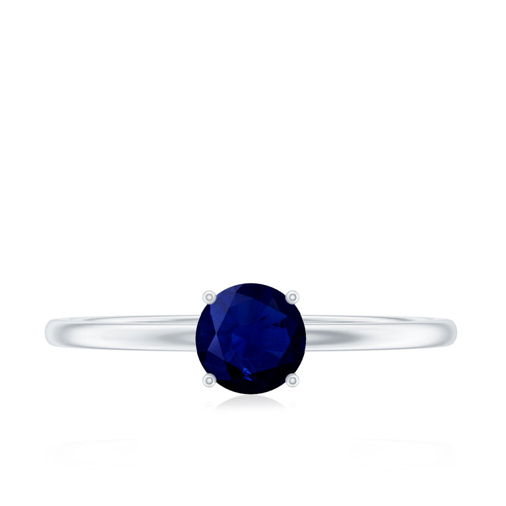 Blue Sapphire Promise Ring, Natural 0.95 Carat 4-Prong Ring