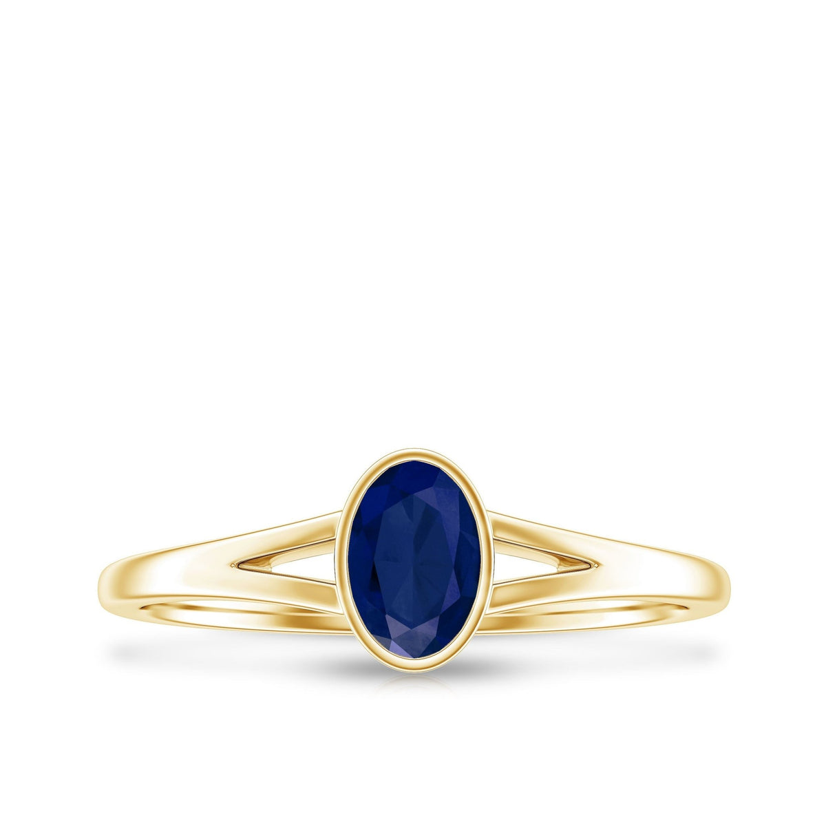 Blue Sapphire Promise Ring, Oval Split Shank 0.6 Carat Ring