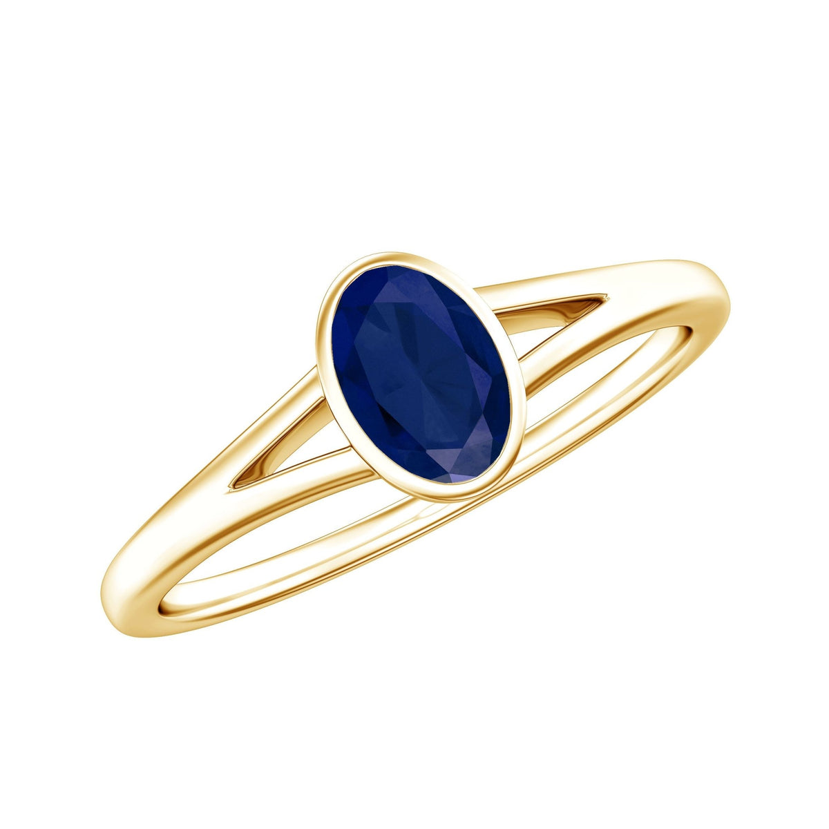 Blue Sapphire Promise Ring, Oval Split Shank 0.6 Carat Ring