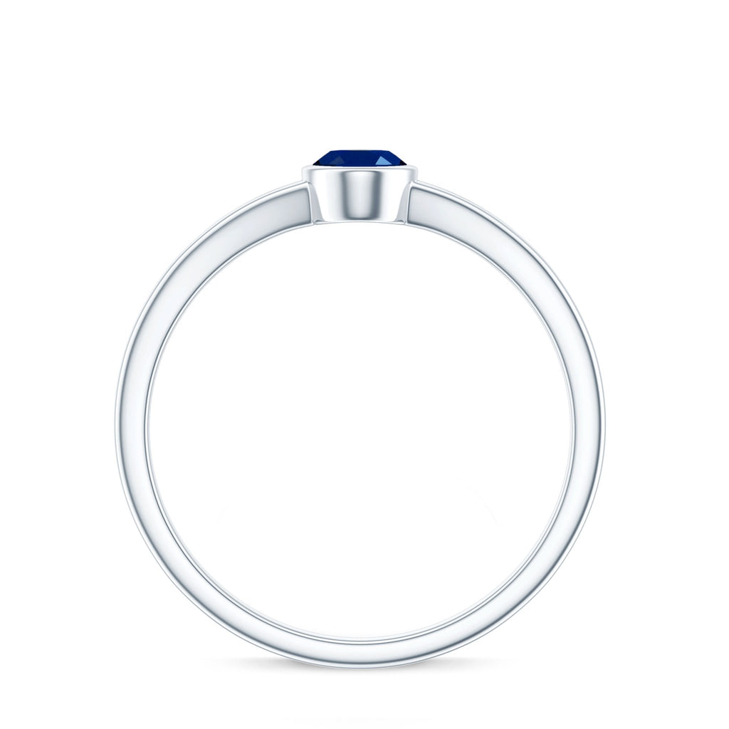Blue Sapphire Promise Ring, Oval Split Shank 0.6 Carat Ring