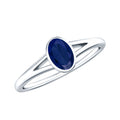 Blue Sapphire Promise Ring, Oval Split Shank 0.6 Carat Ring